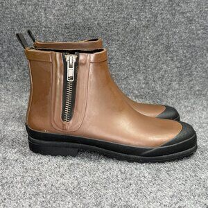 Madewell Zip-Up Lugsole Rain Boots‎ Women's Size 8 Brown Rubber Waterproof Shoes
